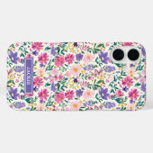 ピンクとパープルのダイジー柄モノグラム Case-Mate iPhoneケース (裏面 (横))
