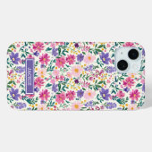 ピンクとパープルのダイジー柄モノグラム Case-Mate iPhoneケース (裏面 (横))