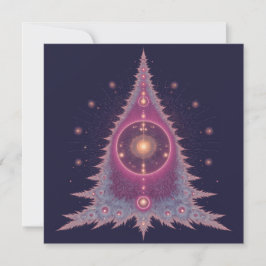 ピンクとパープルのツリーのユニークなクリスマスカード シーズンカード