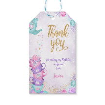 ピンクとパープルのティーパーティー ギフトタグ