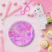 ピンクとパープルのテクスチャー ペーパープレート (パーティー)