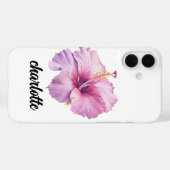 ピンクとパープルのハイビスカスの花のスマホケース Case-Mate iPhoneケース (裏面 (横))
