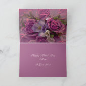 ピンクとパープルのバラの母の日グリーティングカード カード (内部)
