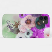 ピンクとパープルのバラ、白いアネモネの花のモノグラム Case-Mate iPhoneケース (裏面(横))