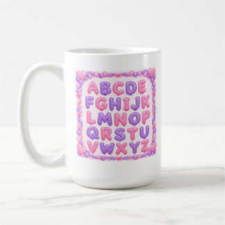 ピンクとパープルのバルーンアルファベット コーヒーマグ コーヒーマグカップ