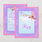 ピンクとパープルのファンタジー・フェアリー・テイル・ウェディング　返信カード 出欠カード (正面/裏面)