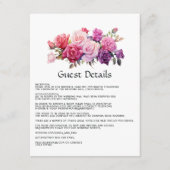 ピンクとパープルのフローラ結婚ズゲスト詳細 エンクロージャーカード (正面)