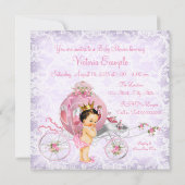 ピンクとパープルのプリンセスベイビーシャワー 招待状 (裏面)