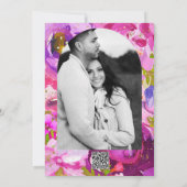 ピンクとパープルのポップな花柄感謝カード 招待状 (裏面)