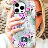 ピンクとパープルのモノグラムフラワー Case-Mate iPhoneケース