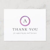 ピンクとパープルのモノグラム 現代のビジネス お礼 ポストカード (正面)