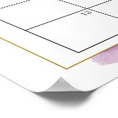 ピンクとパープルのローズ フラワーの予想出産日カレンダー ポスター (角)