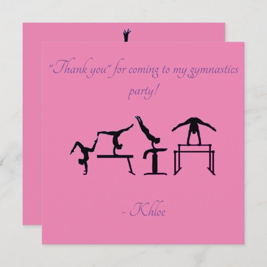 ピンクとパープルの体操 感謝カード (正面/裏面)