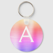 ピンクとパープルの偽ステンレススチールモノグラム キーホルダー (正面)