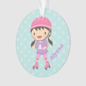 ピンクとパープルの可愛いローラースケーター女子 オーナメント (正面)