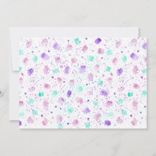 ピンクとパープルの女の子の誕生日 招待状 (裏面)