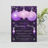ピンクとパープルの宝玉を使ったクリスマスパーティ 招待状 (スタンド正面)