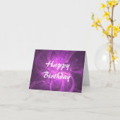 ピンクとパープルの抽象的なフラクタル誕生日 カード (黄色い花)