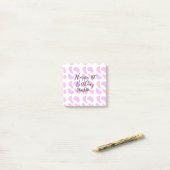 ピンクとパープルの抽象的な形のハッピー1歳誕生日ネーム ポストイット (デスク上)