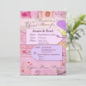 ピンクとパープルの旅行シャワーテーマ 招待状 (スタンド正面)