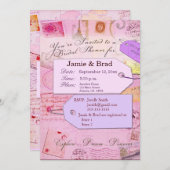 ピンクとパープルの旅行シャワーテーマ 招待状 (正面/裏面)