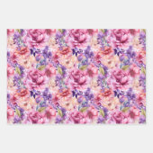 ピンクとパープルの春の花 ラッピングペーパーシート (正面)