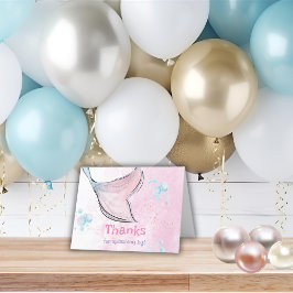 ピンクとパープルの水彩画の人魚の尾 サンキューカード