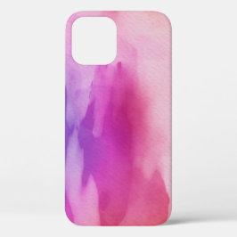 ピンクとパープルの水彩画 iPhone 12ケース