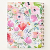ピンクとパープルの水彩花 ノートブック (裏面)