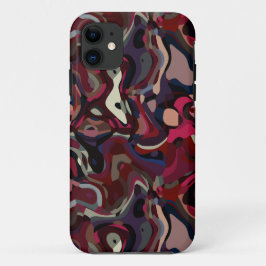 ピンクとパープルの渦巻き抽象画 iPhone 11 ケース