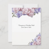 ピンクとパープルの牡丹の結婚式招待状 招待状 (裏面)