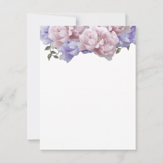 ピンクとパープルの牡丹の返信カード 出欠カード (裏面)