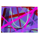 ピンクとパープルの色合い 幾何学的な抽象 ラージペーパーバッグ (裏面)