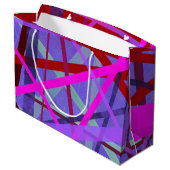 ピンクとパープルの色合い 幾何学的な抽象 ラージペーパーバッグ (裏面アングル)