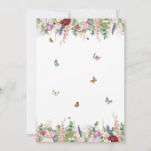 ピンクとパープルの花と蝶のキンセアニエラ 招待状 (裏面)