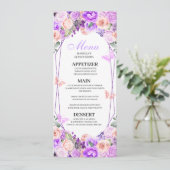 ピンクとパープルの花のキンチャネラ メニュー 招待状 (スタンド正面)