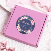 ピンクとパープルの花のネオン結婚前お礼メッセージ ラウンドシール