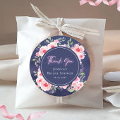 ピンクとパープルの花のネオン結婚式前祝い感謝 ラウンドシール