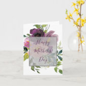 ピンクとパープルの花のマザーズデー カード (黄色い花)