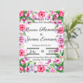 ピンクとパープルの花の招待状 招待状 (スタンド正面)