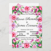 ピンクとパープルの花の招待状 招待状 (正面/裏面)