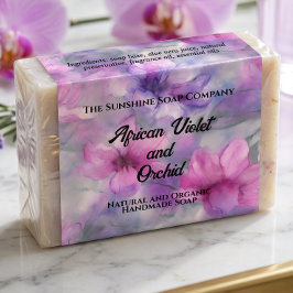 ピンクとパープルの花の石鹸製品ラベル ラベル