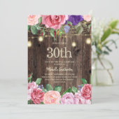 ピンクとパープルの花の電飾 30th 招待状 (スタンド正面)