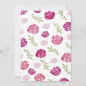 ピンクとパープルの花束の女の子の赤ちゃんシャワー 招待状 (裏面)