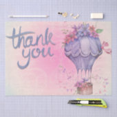 ピンクとパープルの花柄 薄葉紙 (クラフト)