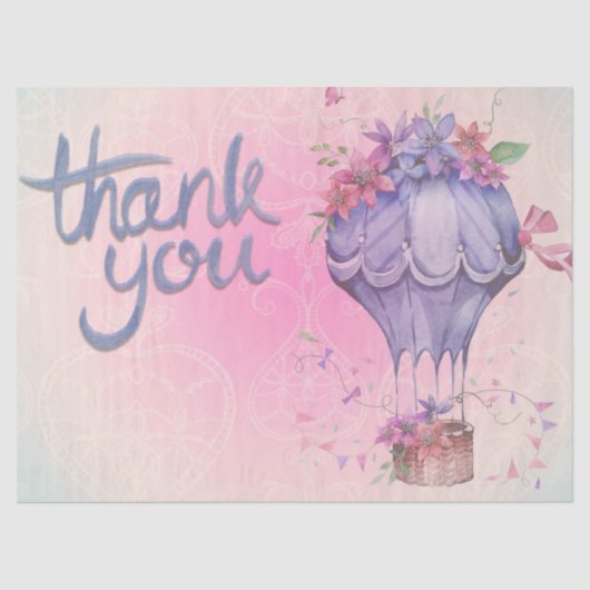 ピンクとパープルの花柄 薄葉紙 (正面)