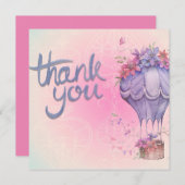 ピンクとパープルの花 サンキューカード (正面/裏面)