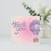 ピンクとパープルの花 サンキューカード (スタンド正面)