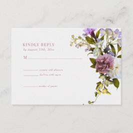 ピンクとパープルの花 | ブルーム ウェディング RSVP カード