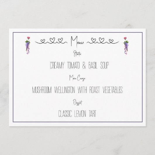 ピンクとパープルの花  メニュー (正面)